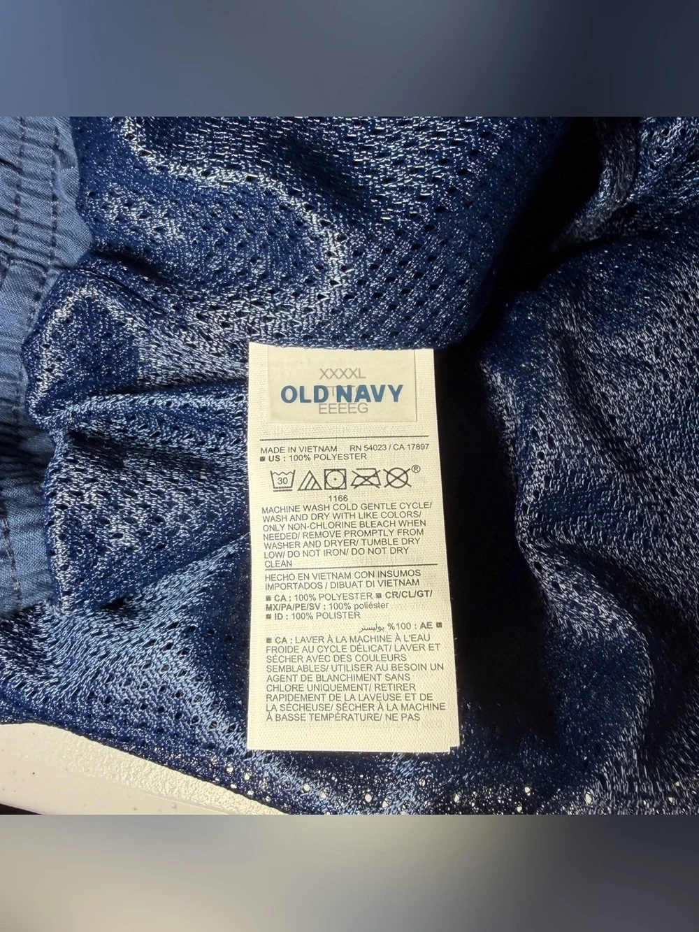 NWT Old Navy Men's 4XL Blue Solid Swim Trunks Elastic Waist Drawstring Lined
